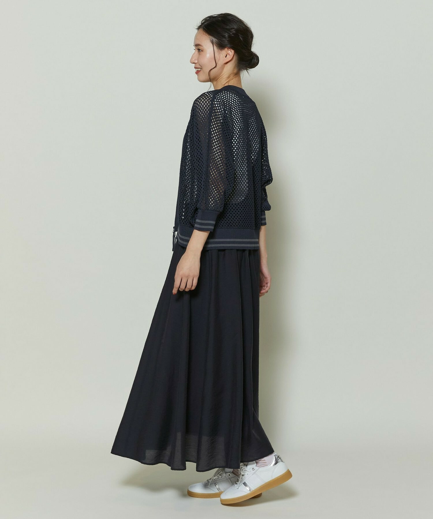 【GREEN】シルク混エアリー平織スカート 詳細画像 ネイビー 25