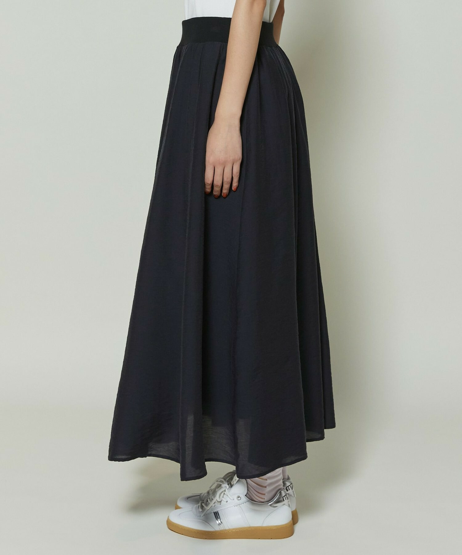 【GREEN】シルク混エアリー平織スカート 詳細画像 ネイビー 29