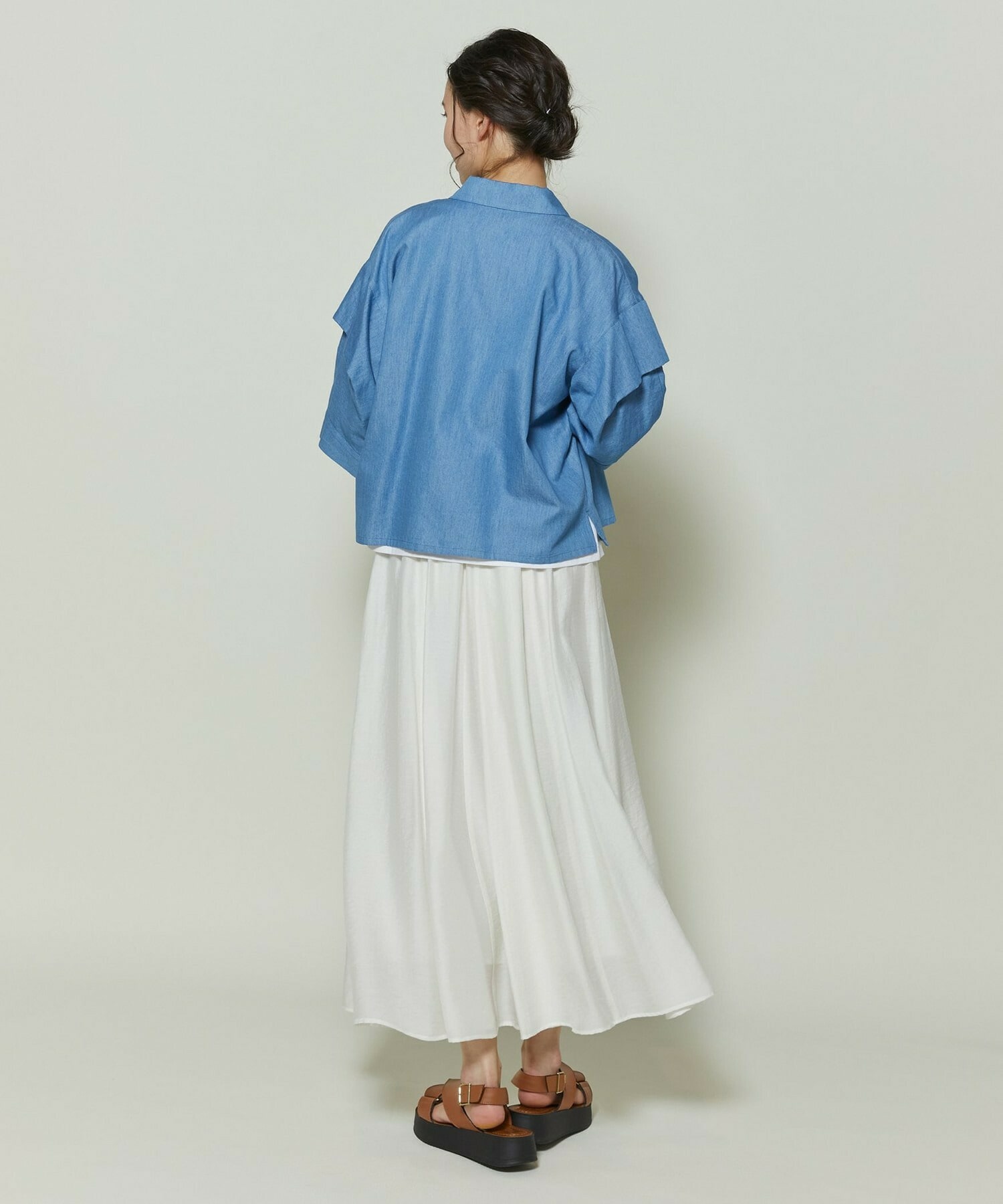 【GREEN】シルク混エアリー平織スカート 詳細画像 ネイビー 8