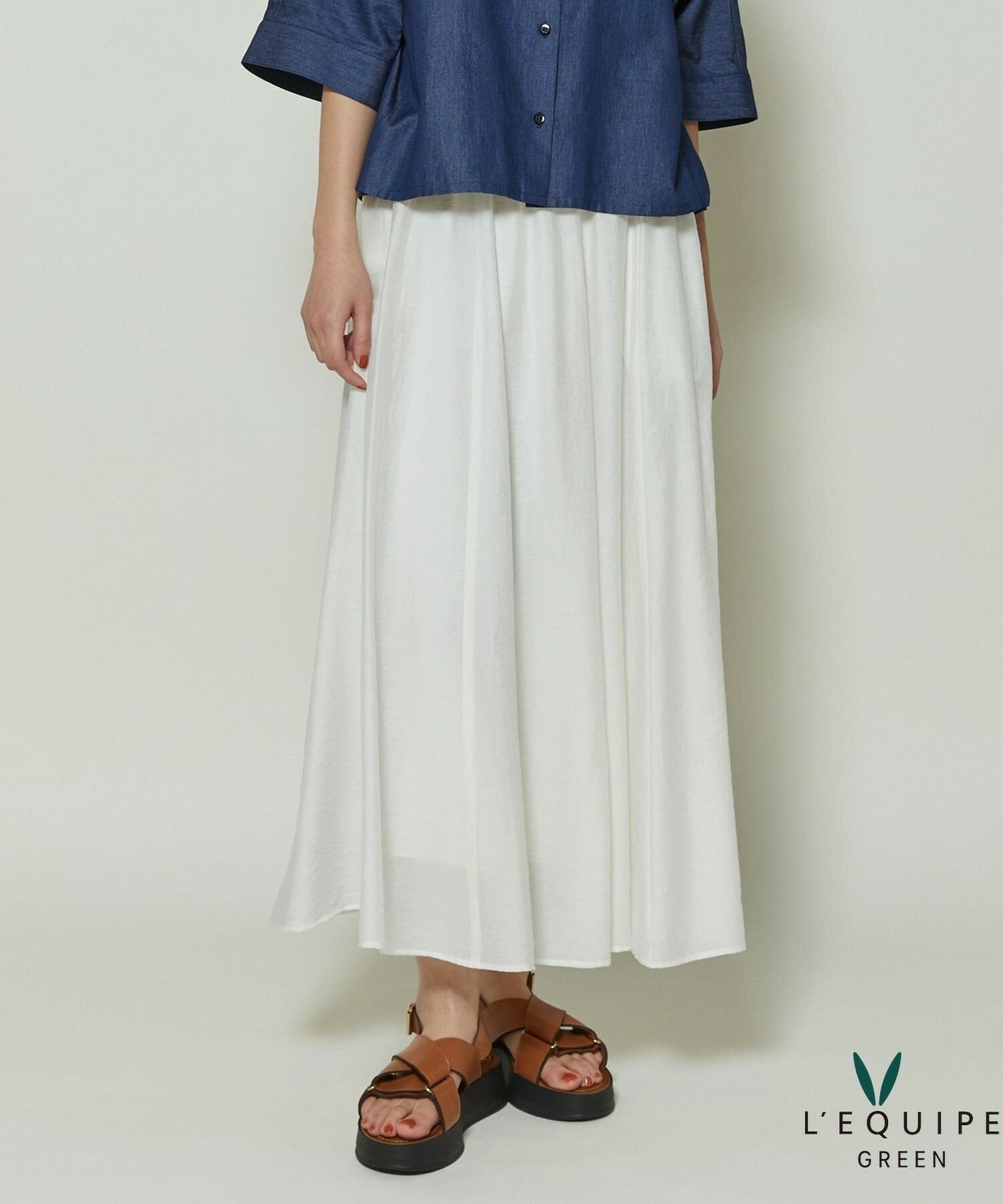 【GREEN】シルク混エアリー平織スカート 詳細画像 ホワイト 1