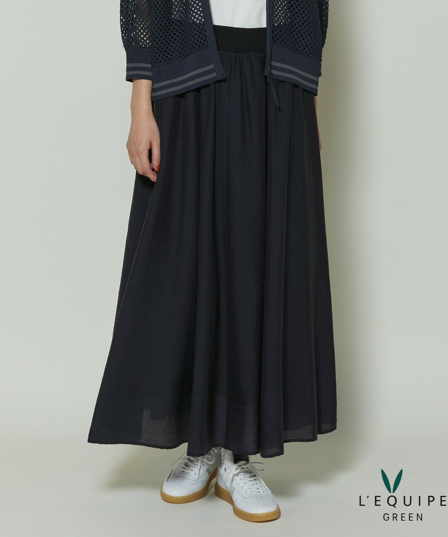 【GREEN】シルク混エアリー平織スカート 詳細画像 ネイビー 1