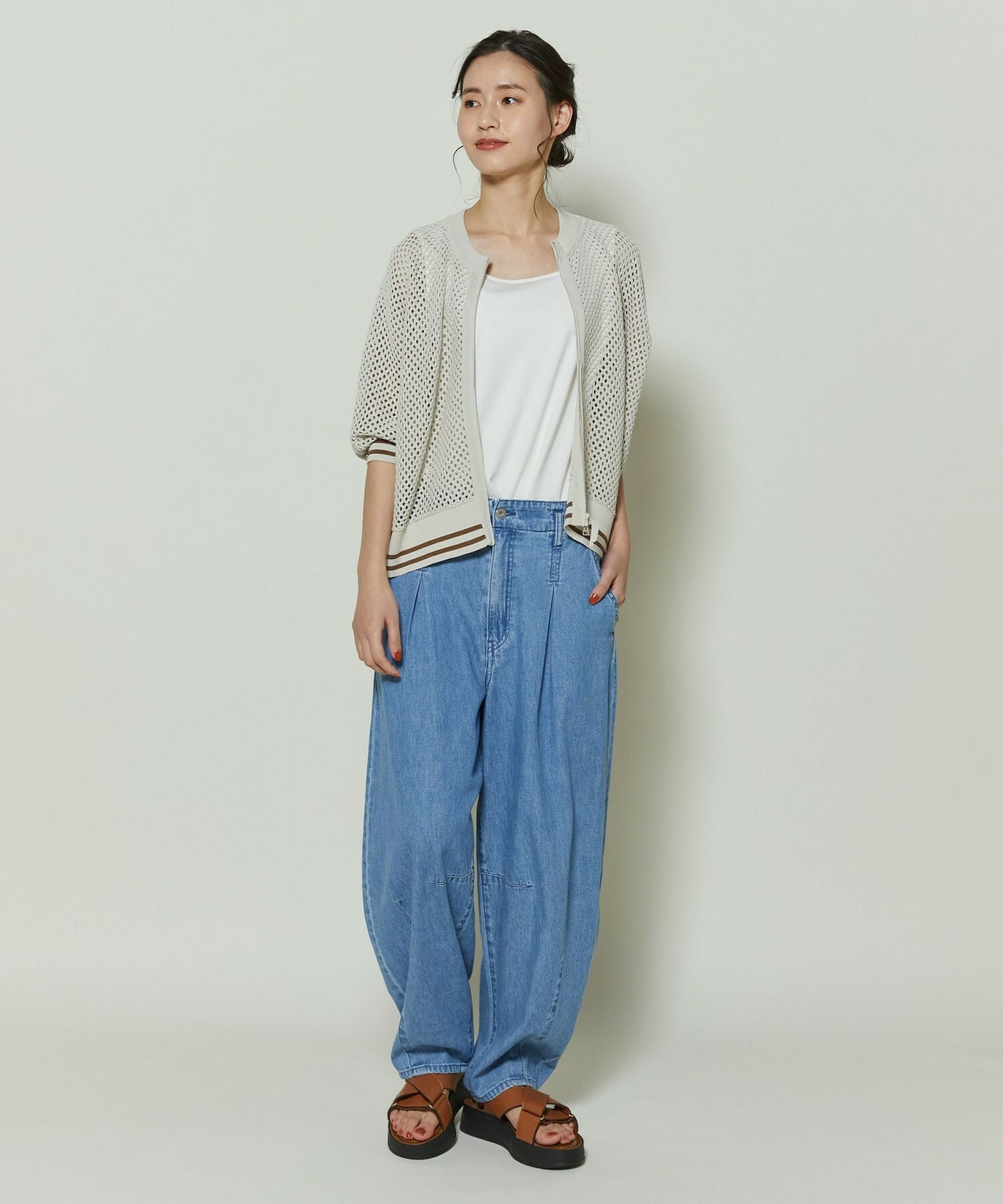 【GREEN】和紙メッシュショートブルゾン 詳細画像 ネイビー 6