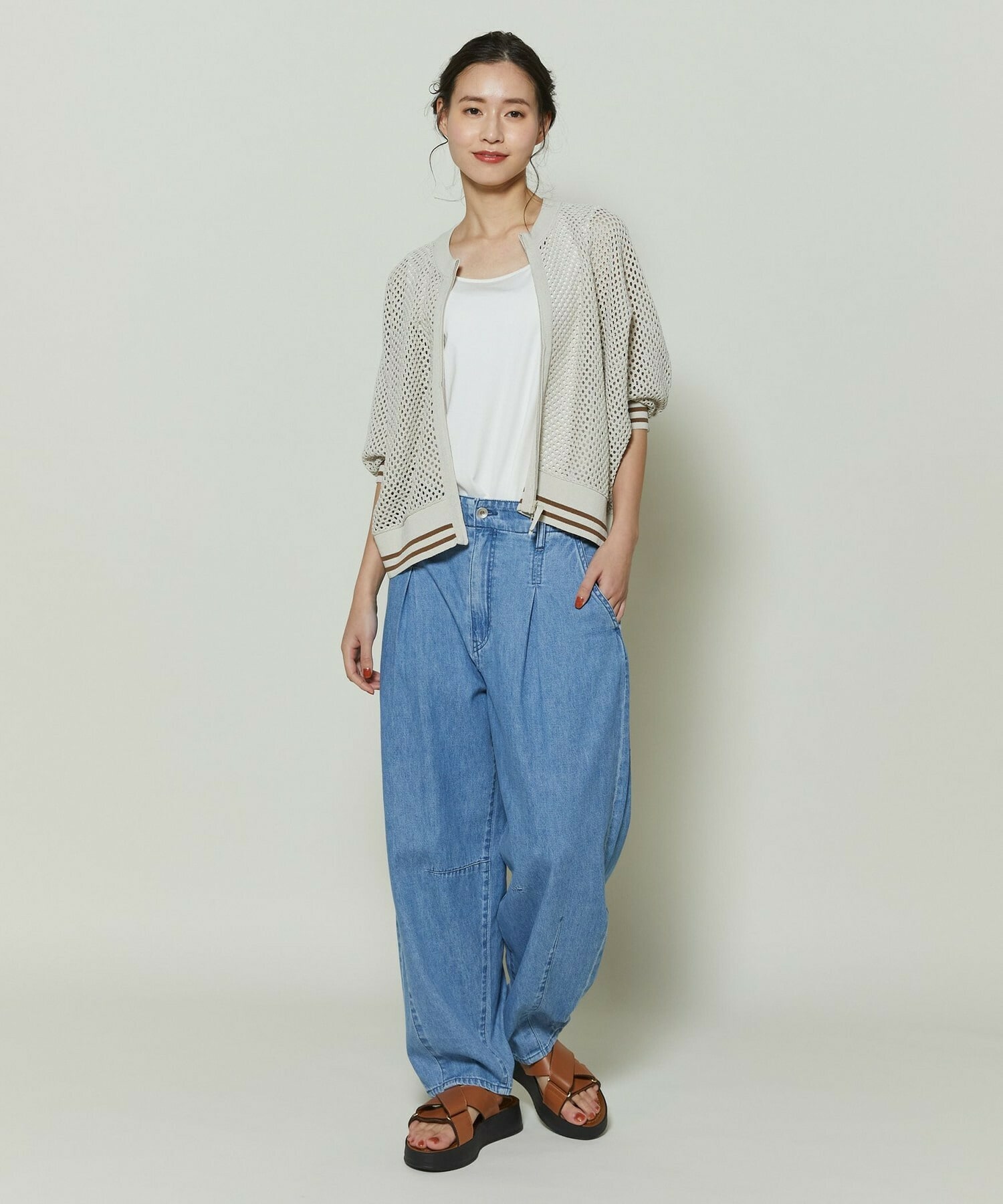 【GREEN】和紙メッシュショートブルゾン 詳細画像 ネイビー 7