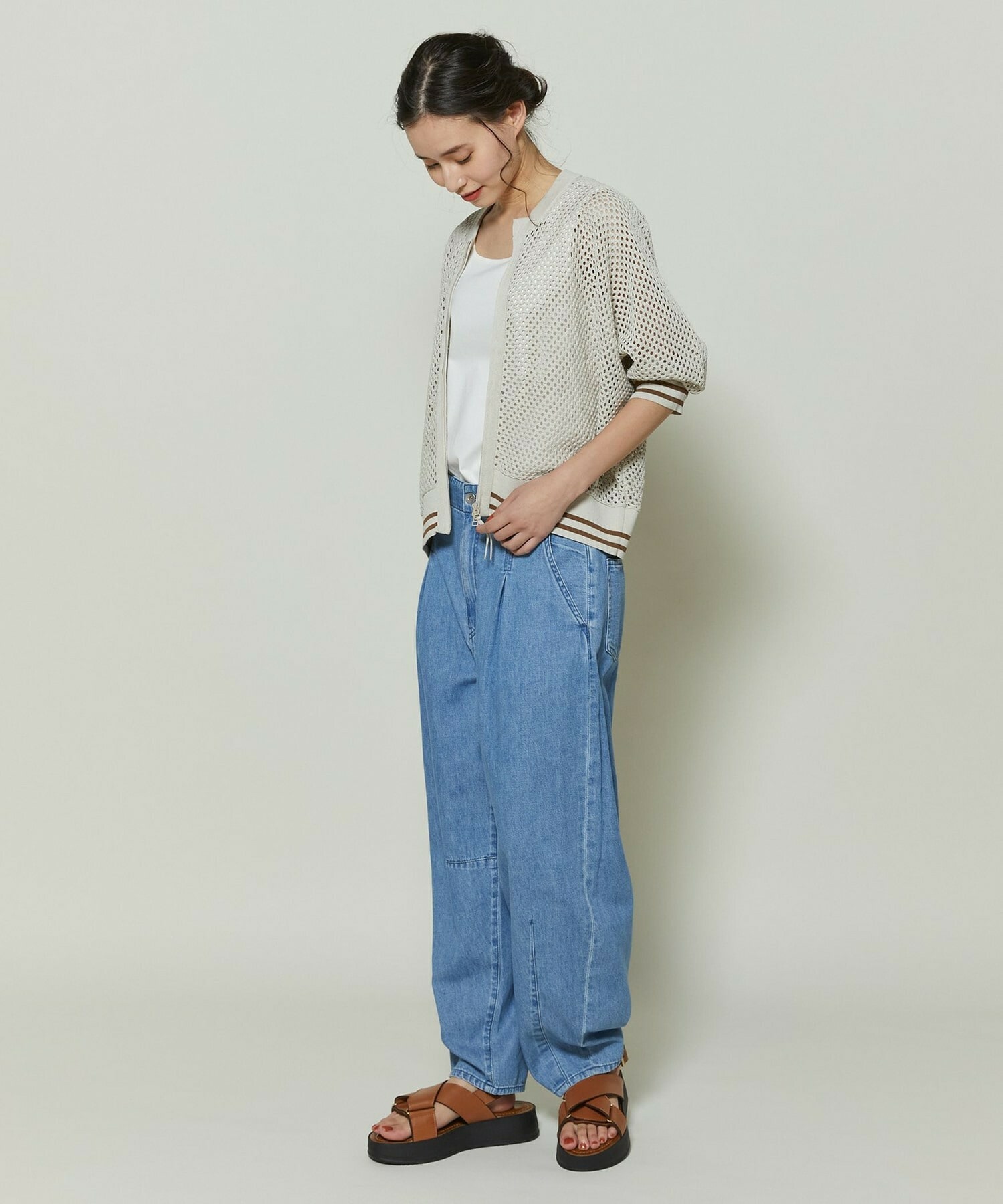 【GREEN】和紙メッシュショートブルゾン 詳細画像 ネイビー 8