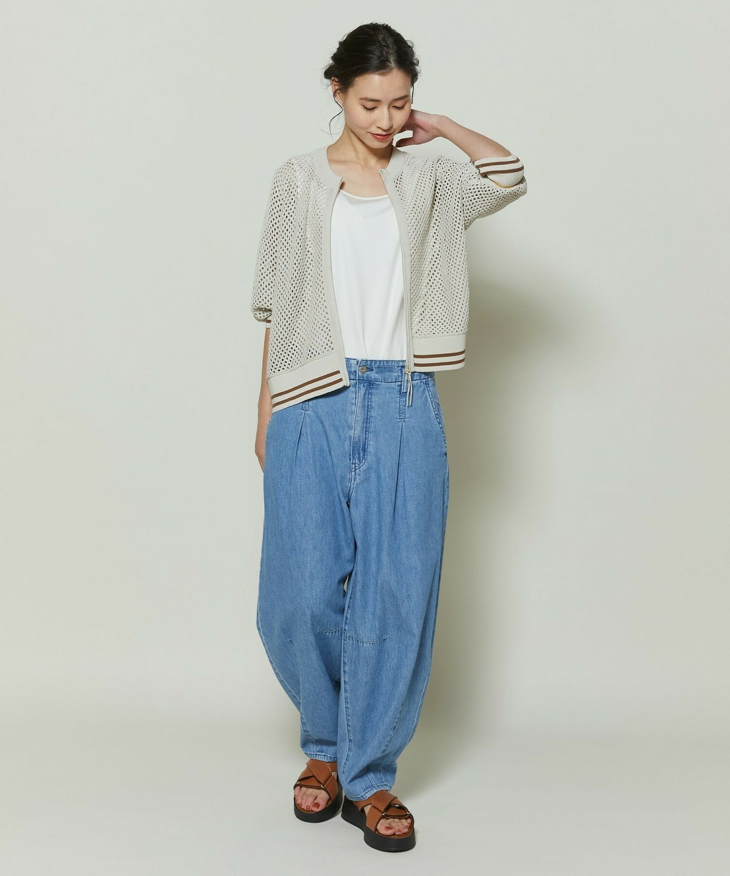 【GREEN】和紙メッシュショートブルゾン 詳細画像 ネイビー 9