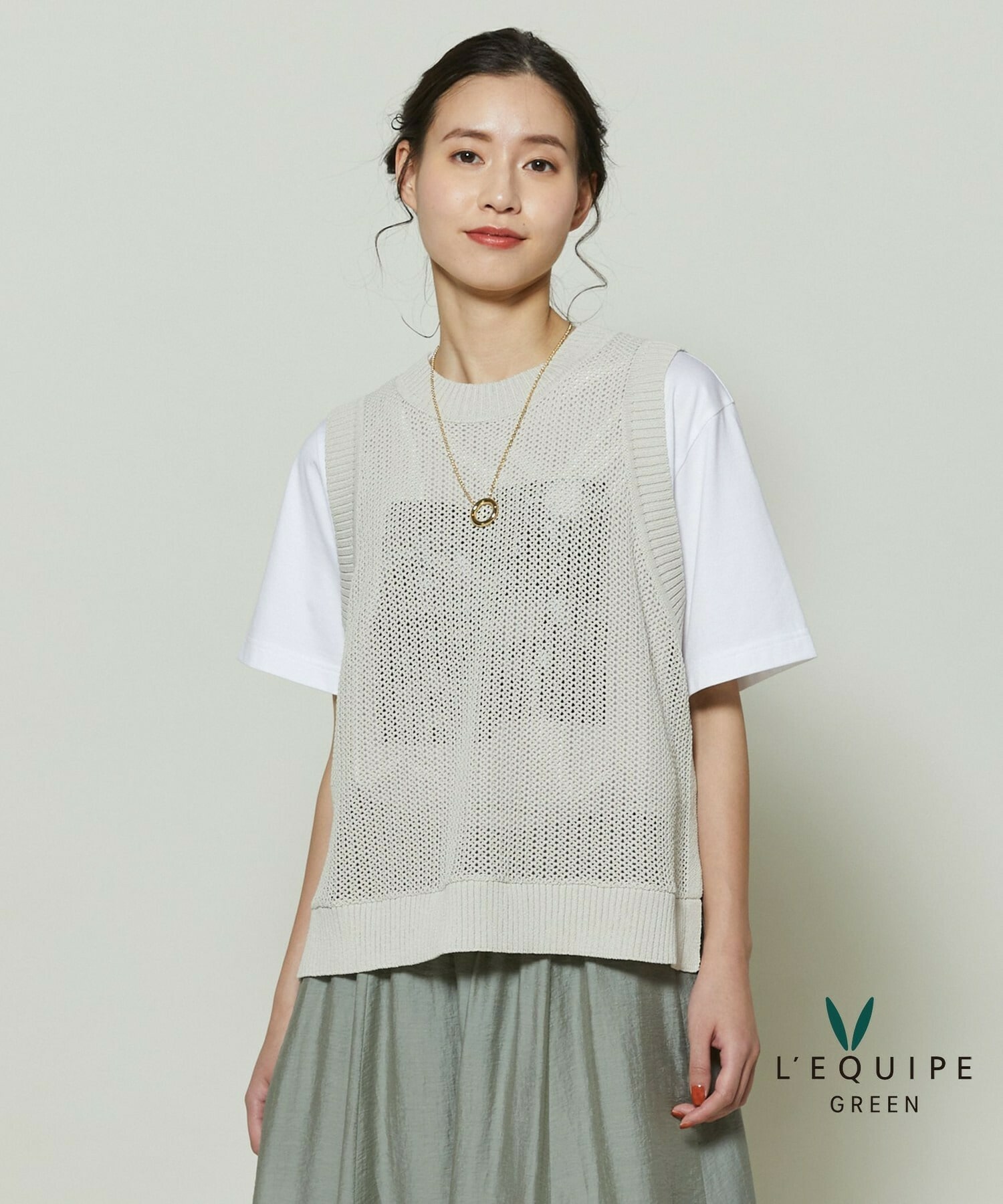 【GREEN】和紙メッシュジレ 詳細画像 ベージュ 1