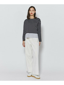 【L'EQUIPE】バイカラーパネルボーダーカットソー 詳細画像 ブラック&times;ホワイト 1