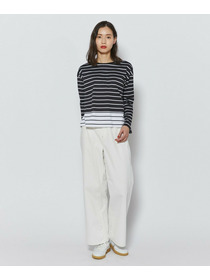 【L'EQUIPE】バイカラーパネルボーダーカットソー 詳細画像 ブラック&times;ホワイト 2