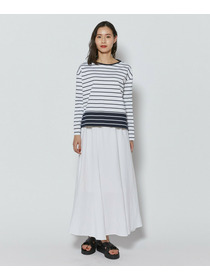 【L'EQUIPE】バイカラーパネルボーダーカットソー 詳細画像 ブラック&times;ホワイト 9