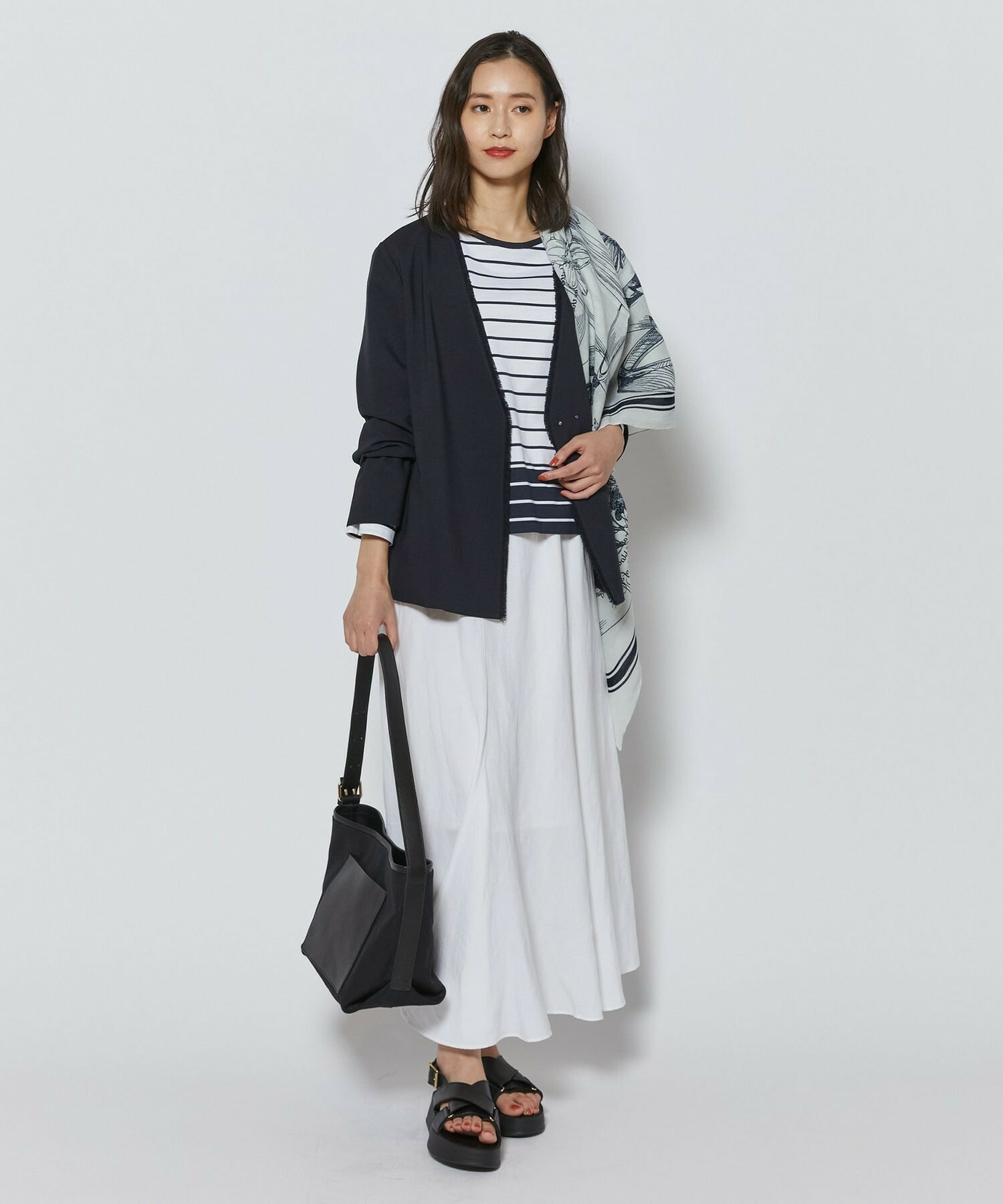 【L'EQUIPE】バイカラーパネルボーダーカットソー 詳細画像 ブラック&times;ホワイト 13