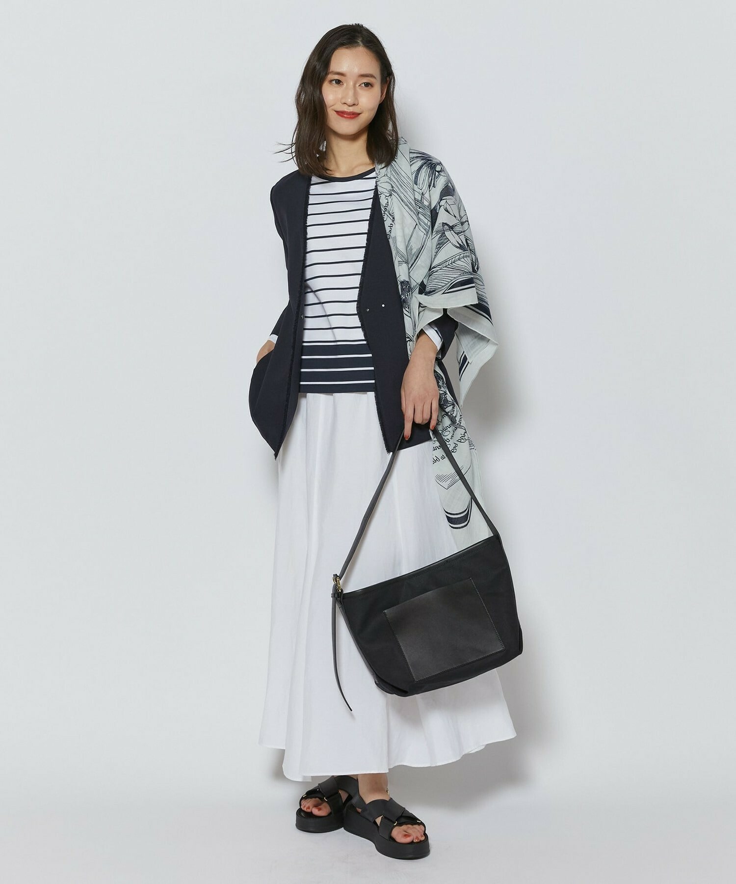 【L'EQUIPE】バイカラーパネルボーダーカットソー 詳細画像 ブラック&times;ホワイト 14