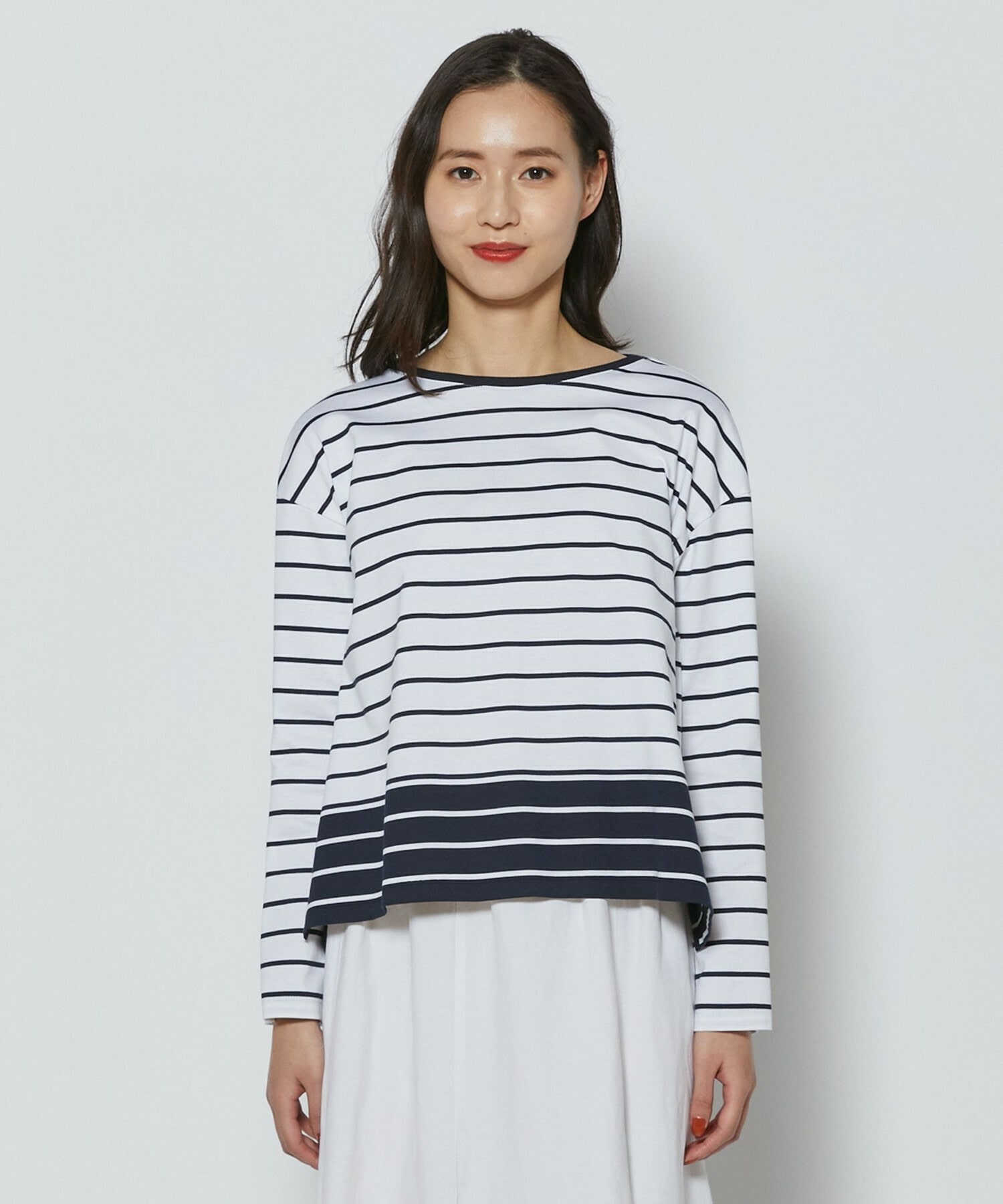 【L'EQUIPE】バイカラーパネルボーダーカットソー 詳細画像 ブラック&times;ホワイト 15