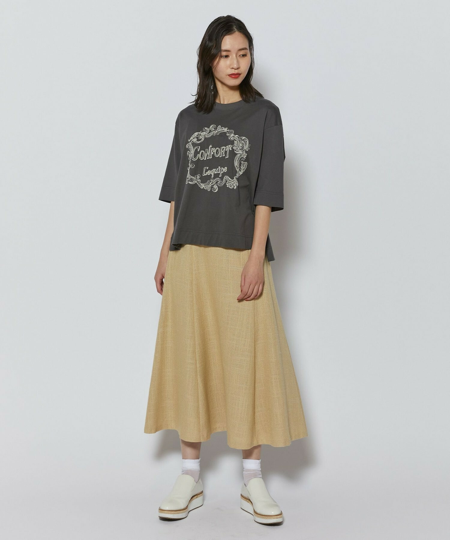 【L'EQUIPE】フレームロゴTシャツ 詳細画像 チャコール 16