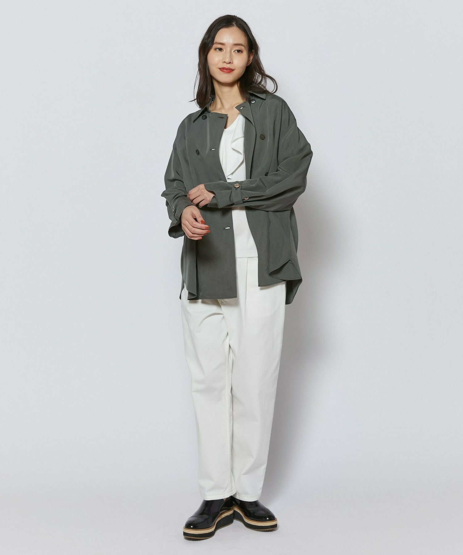 【L'EQUIPE】コットンリヨセルポンチカットソー 詳細画像 ブラック 2