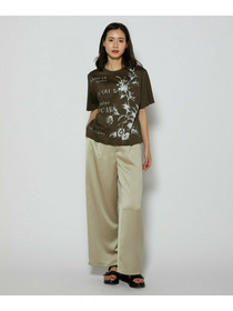 【L'EQUIPE】60/2シルケット天竺フラワーロゴプリントTシャツ 詳細画像 カーキ 1