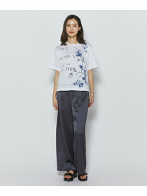 【L'EQUIPE】60/2シルケット天竺フラワーロゴプリントTシャツ 詳細画像 カーキ 8