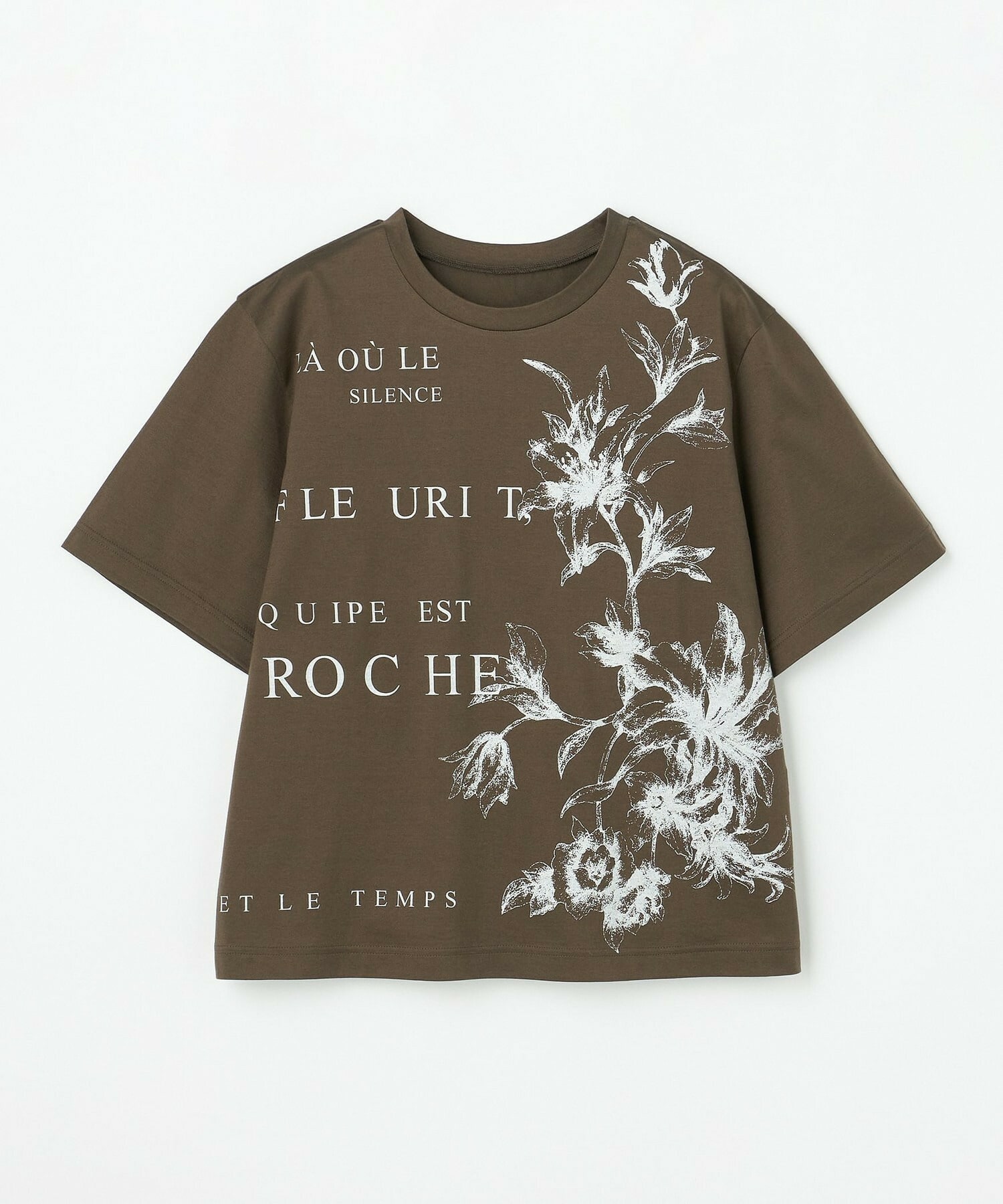 【L'EQUIPE】60/2シルケット天竺フラワーロゴプリントTシャツ 詳細画像 カーキ 5