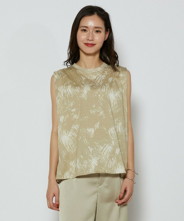 ブラッシュプリント天竺カットソーブラッシュプリント天竺カットソー