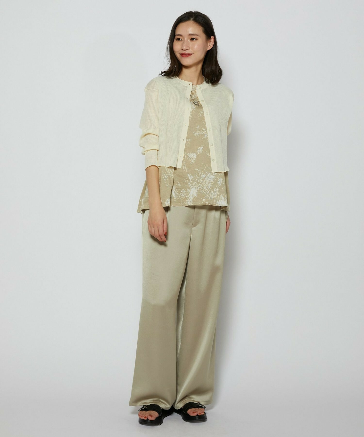 【L'EQUIPE】ブラッシュプリント天竺カットソー 詳細画像 ブラック系その他 10