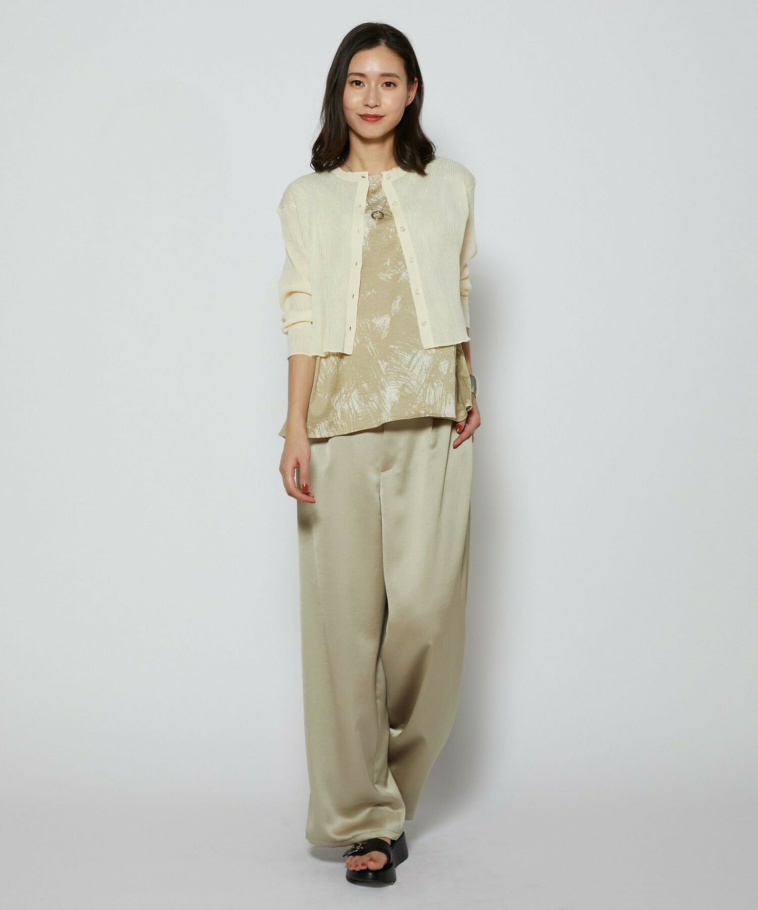 【L'EQUIPE】ブラッシュプリント天竺カットソー 詳細画像 ブラック系その他 13