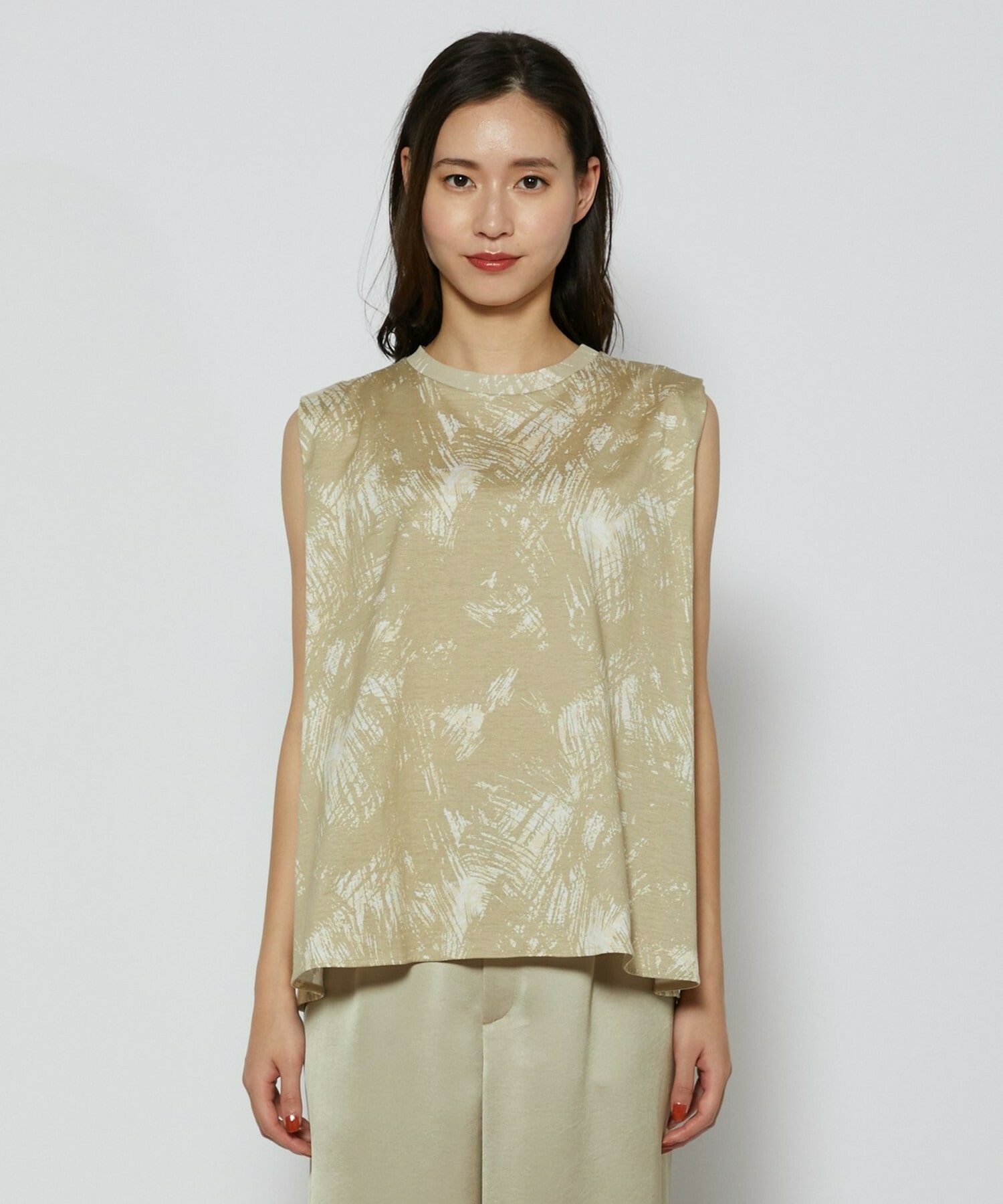 【L'EQUIPE】ブラッシュプリント天竺カットソー 詳細画像 ブラック系その他 14