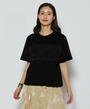 【L'EQUIPE】オーガンジー刺繍Tシャツ 詳細画像 ブラック 1