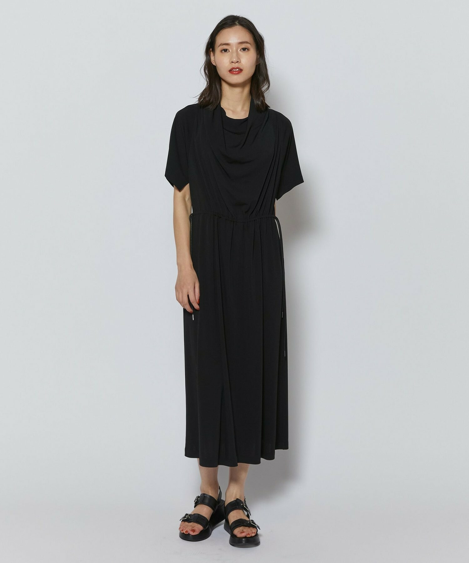 【L'EQUIPE】アセテートドライポンチワンピース 詳細画像 ブラック 1