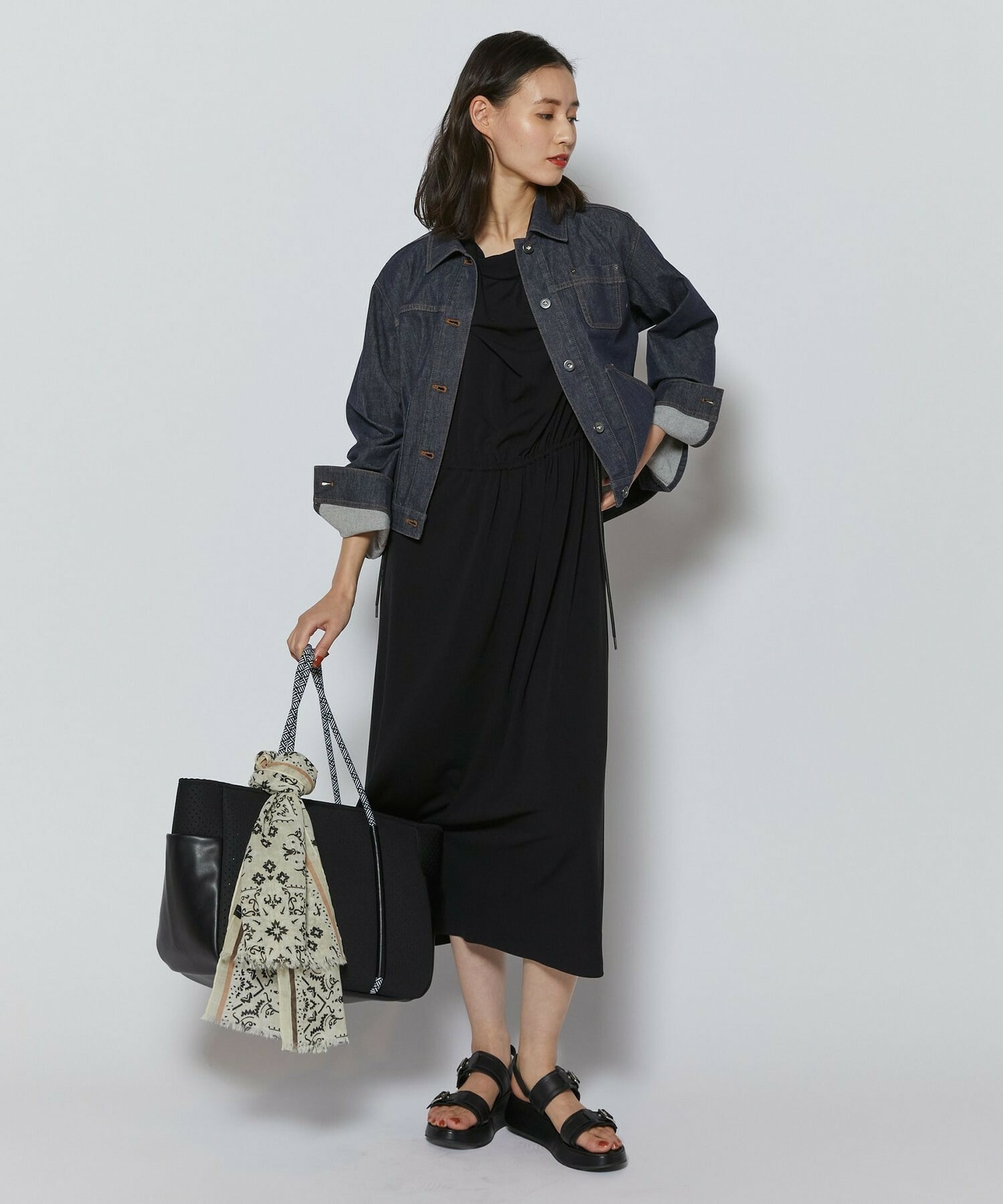 【L'EQUIPE】アセテートドライポンチワンピース 詳細画像 ブラック 11