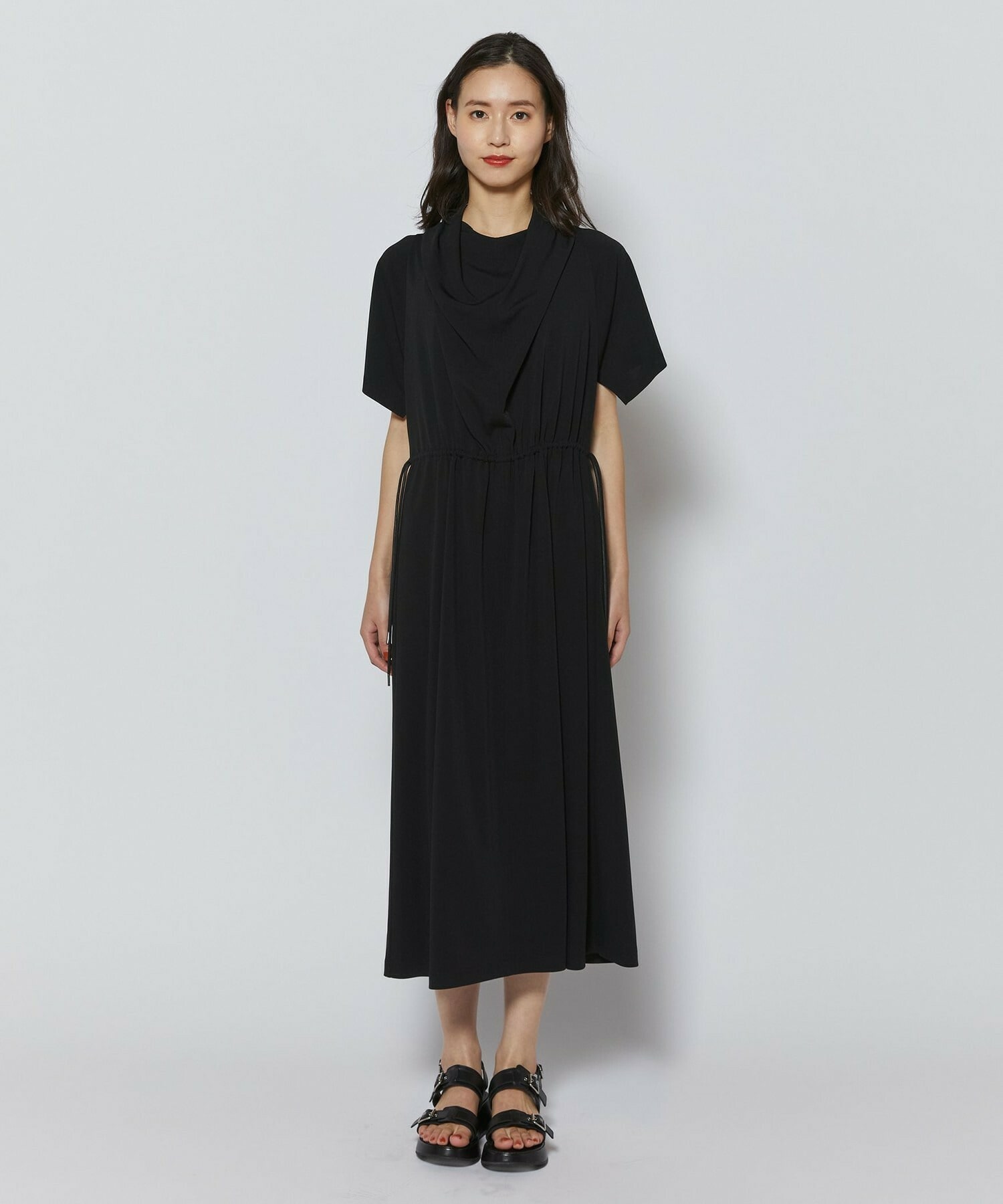 【L'EQUIPE】アセテートドライポンチワンピース 詳細画像 ブラック 12