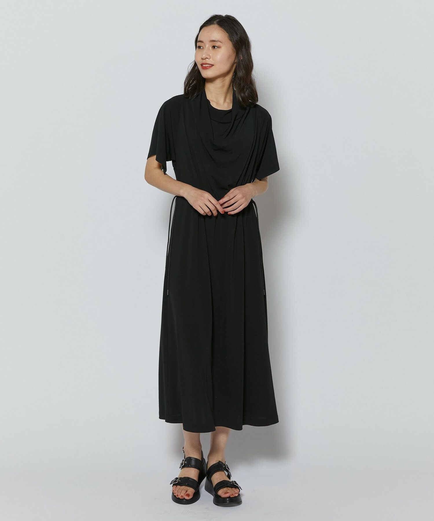 【L'EQUIPE】アセテートドライポンチワンピース 詳細画像 ブラック 3