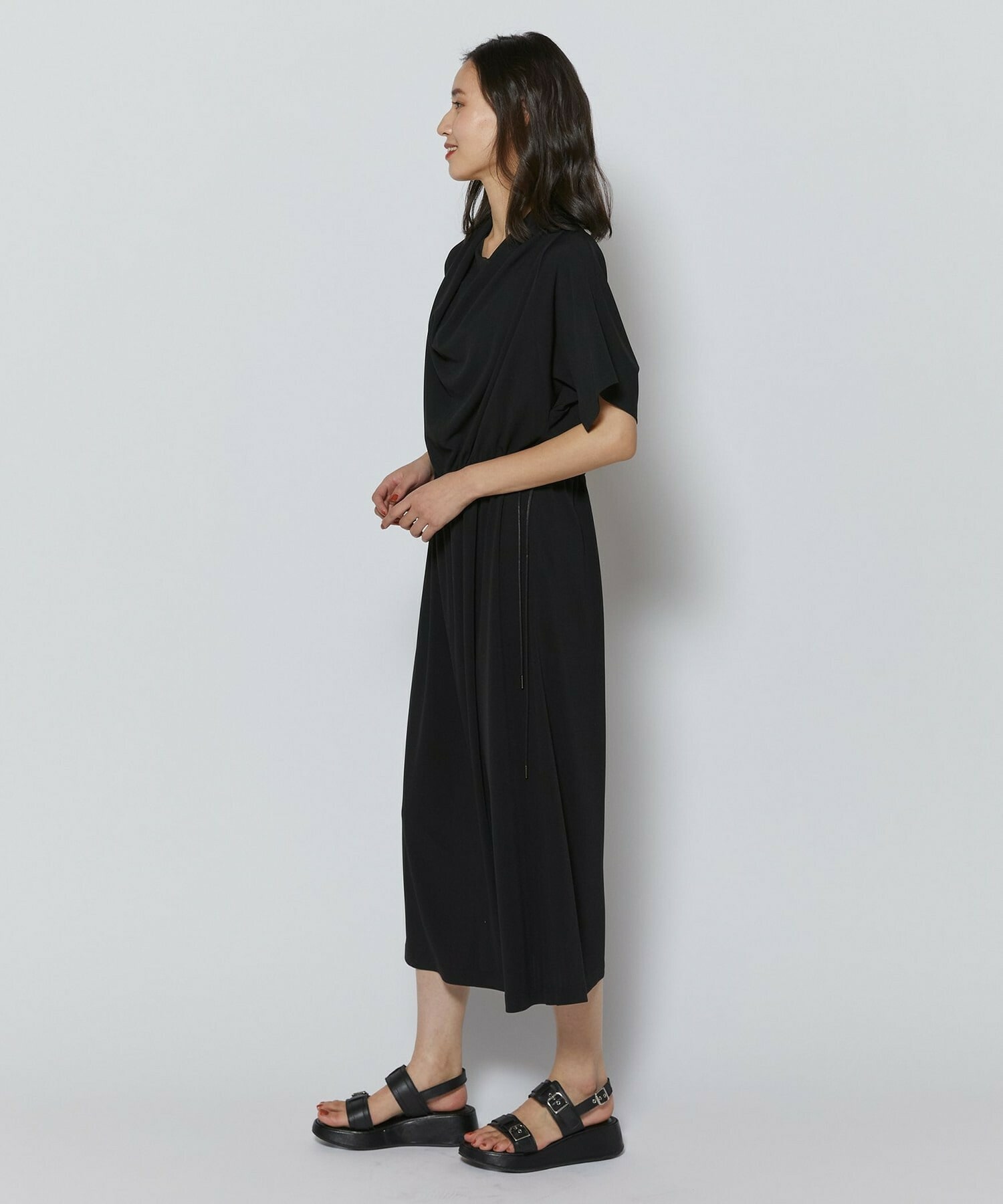 【L'EQUIPE】アセテートドライポンチワンピース 詳細画像 ブラック 5