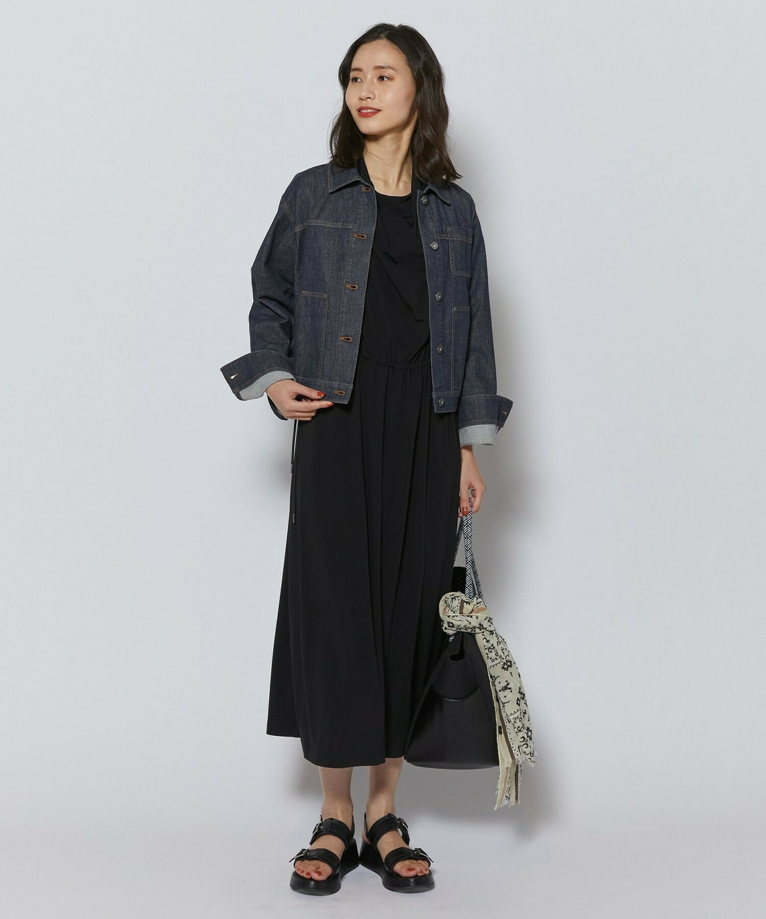 【L'EQUIPE】アセテートドライポンチワンピース 詳細画像 ブラック 8