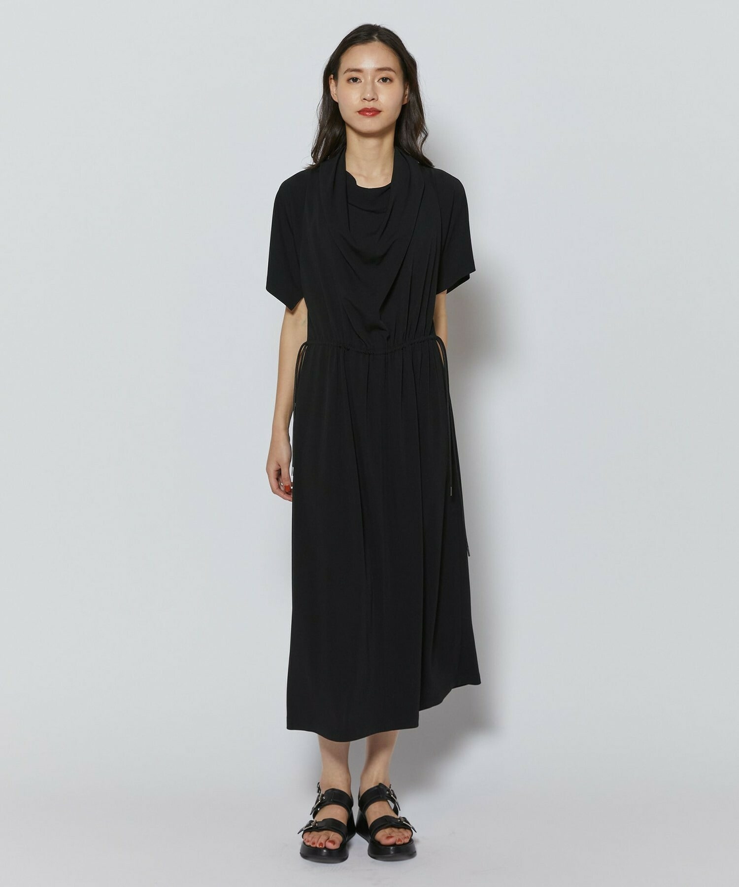 【L'EQUIPE】アセテートドライポンチワンピース 詳細画像 ブラック 1