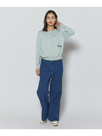 【L'EQUIPE】綿シルク配色ニットカーディガン 詳細画像 ライトグリーン 8