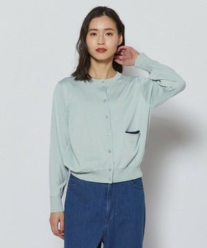 【L'EQUIPE】綿シルク配色ニットカーディガン 詳細画像 ライトグリーン 1