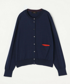 【L'EQUIPE】綿シルク配色ニットカーディガン 詳細画像 ネイビー 1