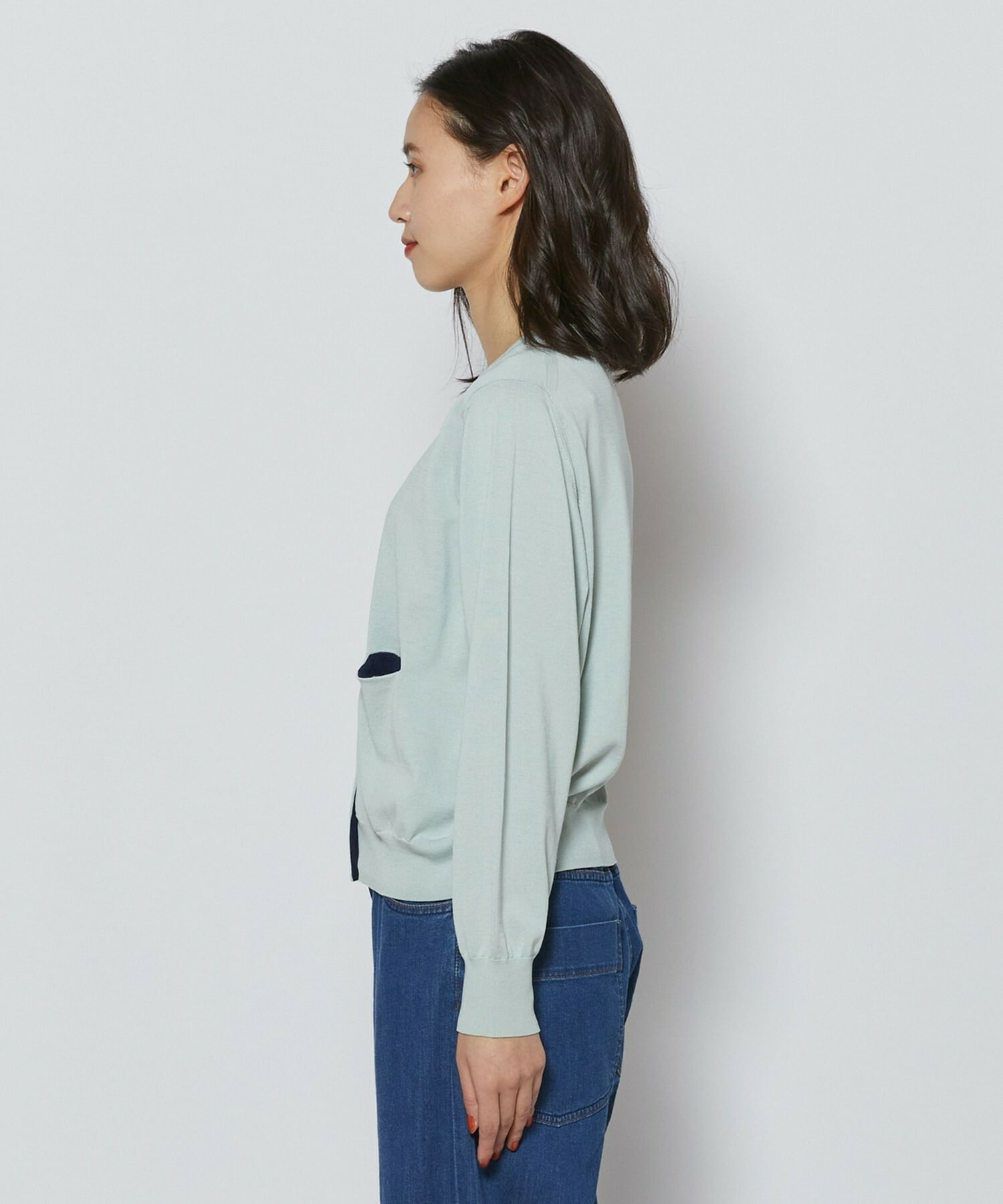 【L'EQUIPE】綿シルク配色ニットカーディガン 詳細画像 ライトグリーン 11