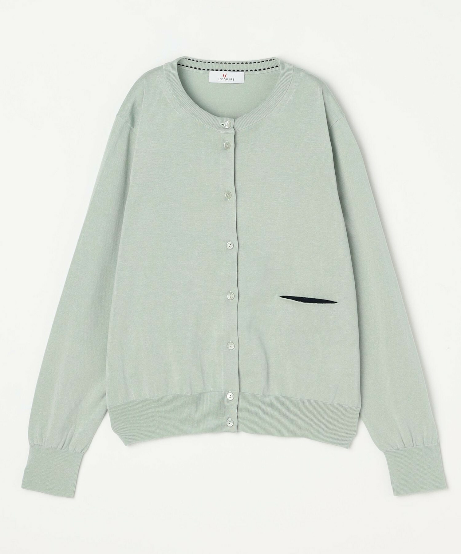 【L'EQUIPE】綿シルク配色ニットカーディガン 詳細画像 ネイビー 14