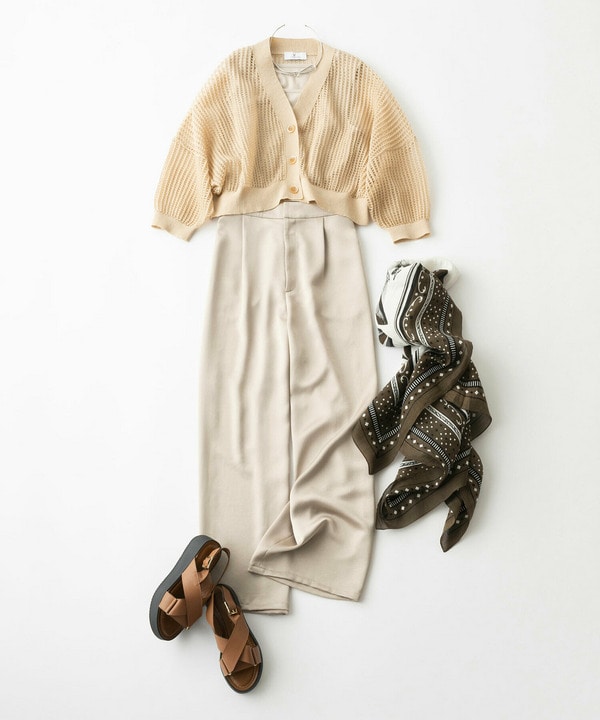 ［eclat 2026年5月号掲載商品］麻ポリエステルショート丈カーディガン 詳細画像 ベージュ 2