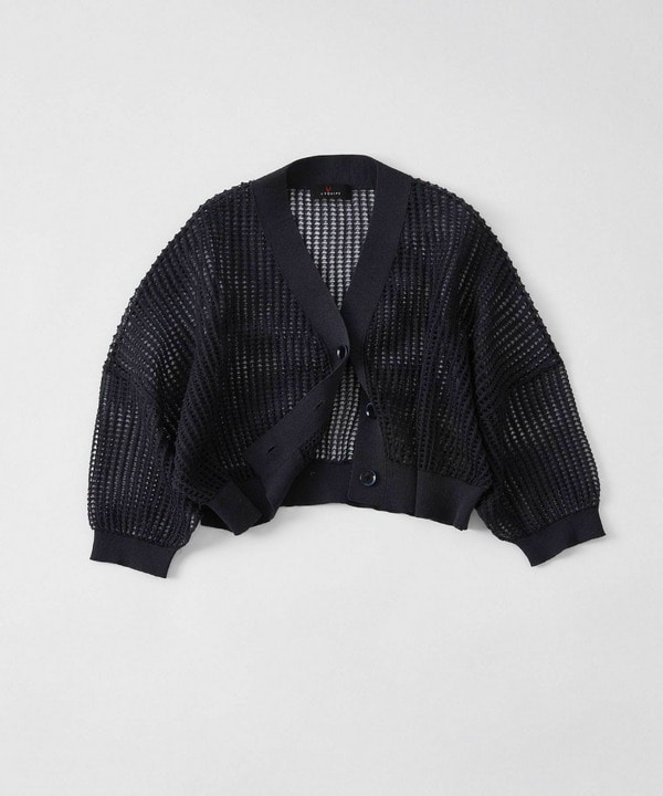 ［eclat 2026年5月号掲載商品］麻ポリエステルショート丈カーディガン 詳細画像 ネイビー 1