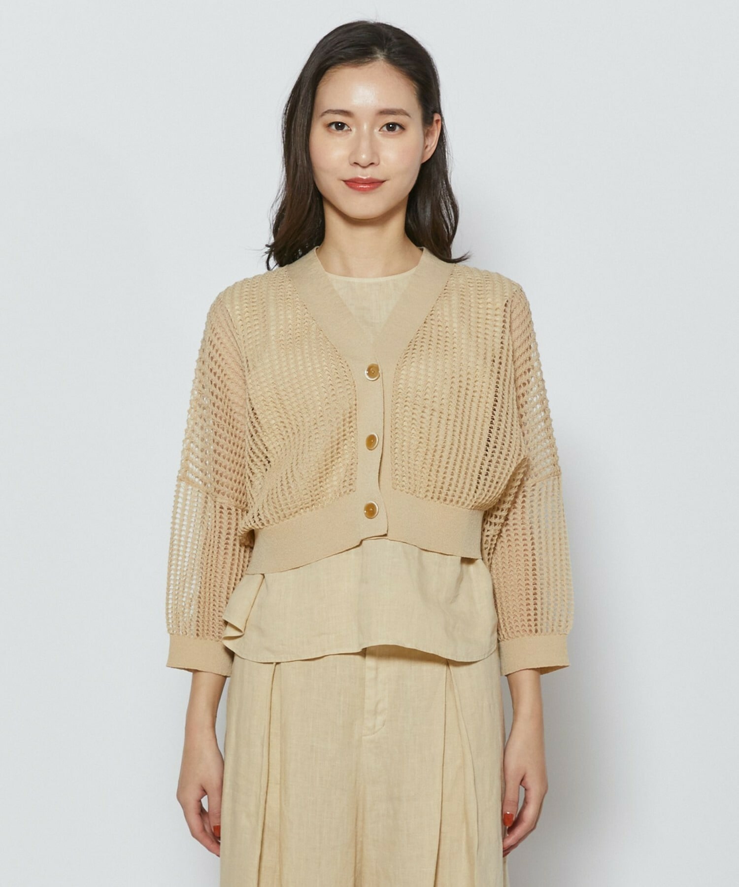 【L'EQUIPE】［eclat 2026年5月号掲載商品］麻ポリエステルショート丈カーディガン 詳細画像 ネイビー 4