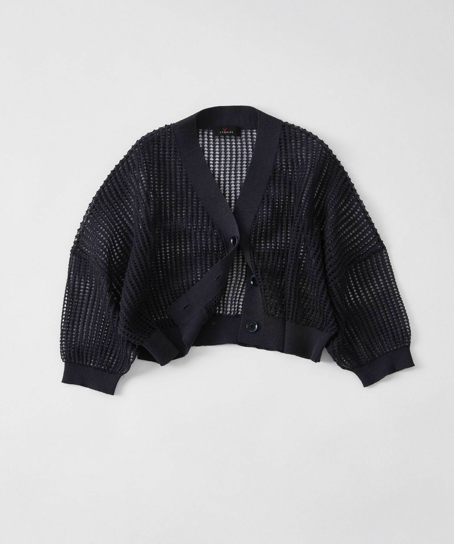 【L'EQUIPE】［eclat 2026年5月号掲載商品］麻ポリエステルショート丈カーディガン 詳細画像 ネイビー 1