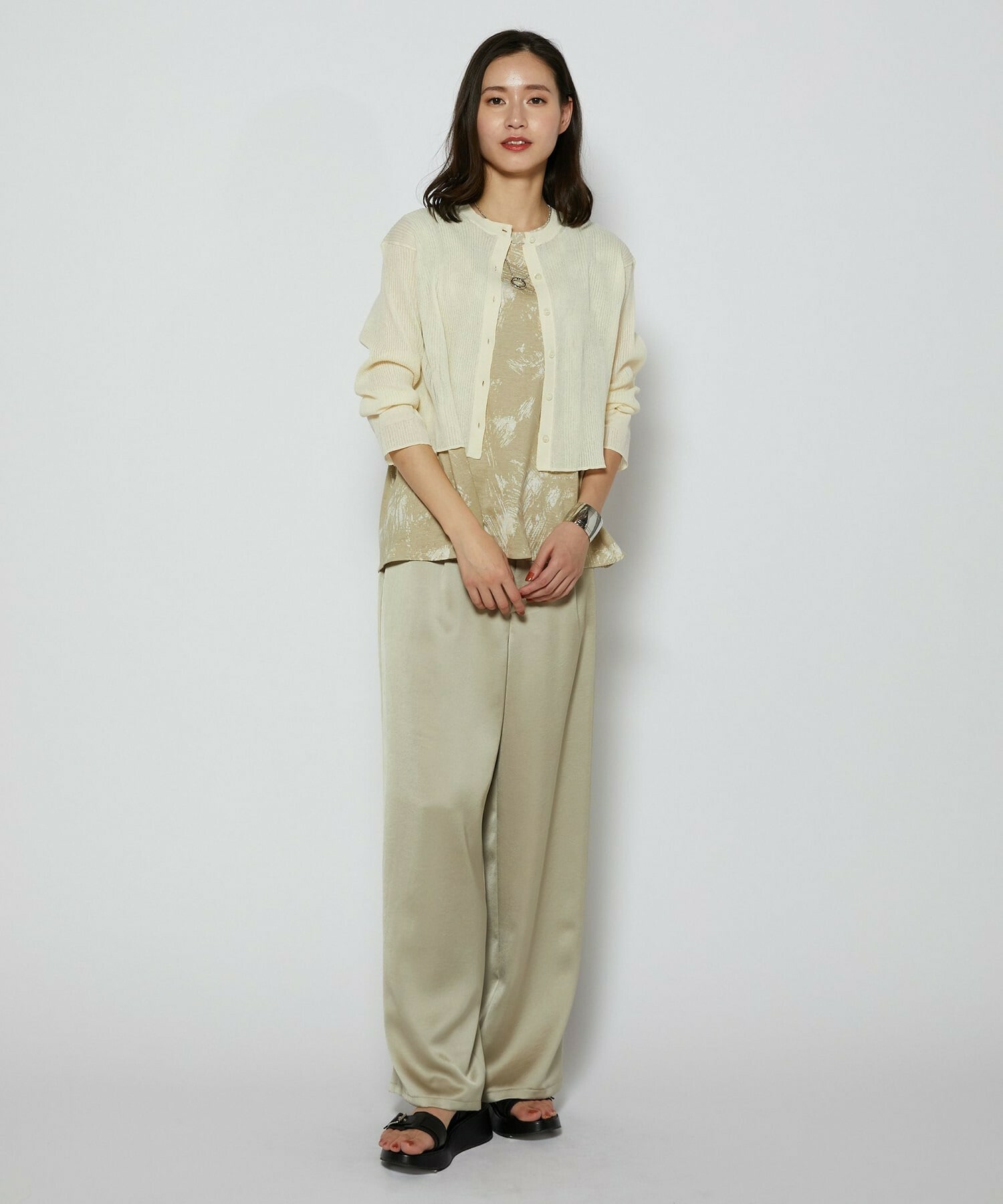 【L'EQUIPE】綿ポリリブカーディガン 詳細画像 ブラック 10