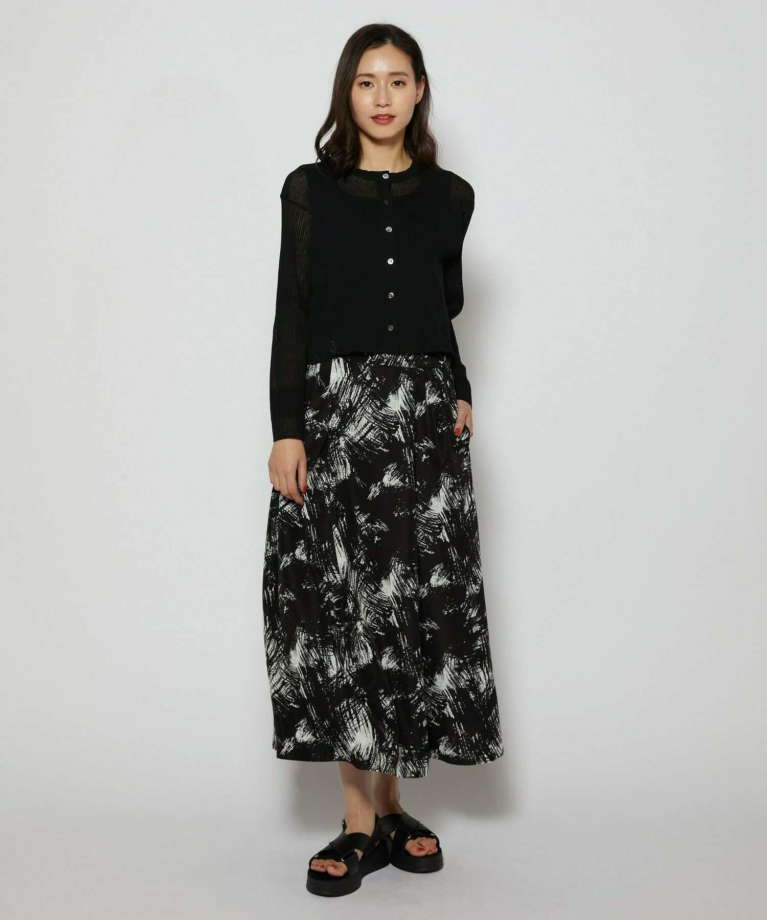 【L'EQUIPE】綿ポリリブカーディガン 詳細画像 ブラック 3