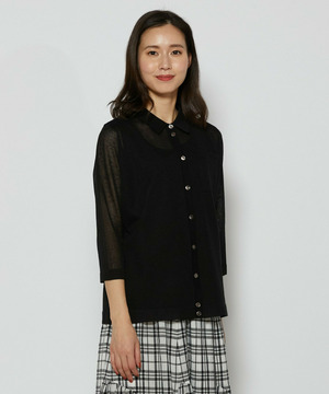 【L'EQUIPE】リネン混カーディガン 詳細画像 ブラック 1