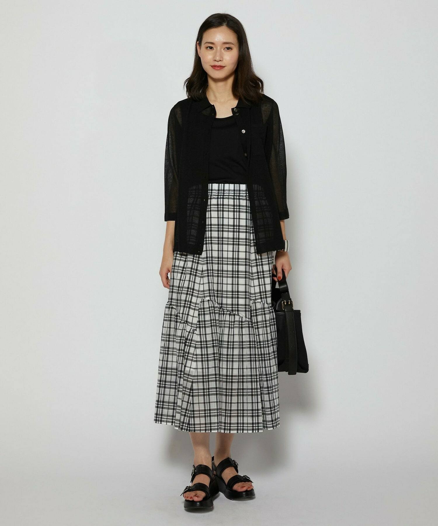 【L'EQUIPE】リネン混カーディガン 詳細画像 ブラック 10