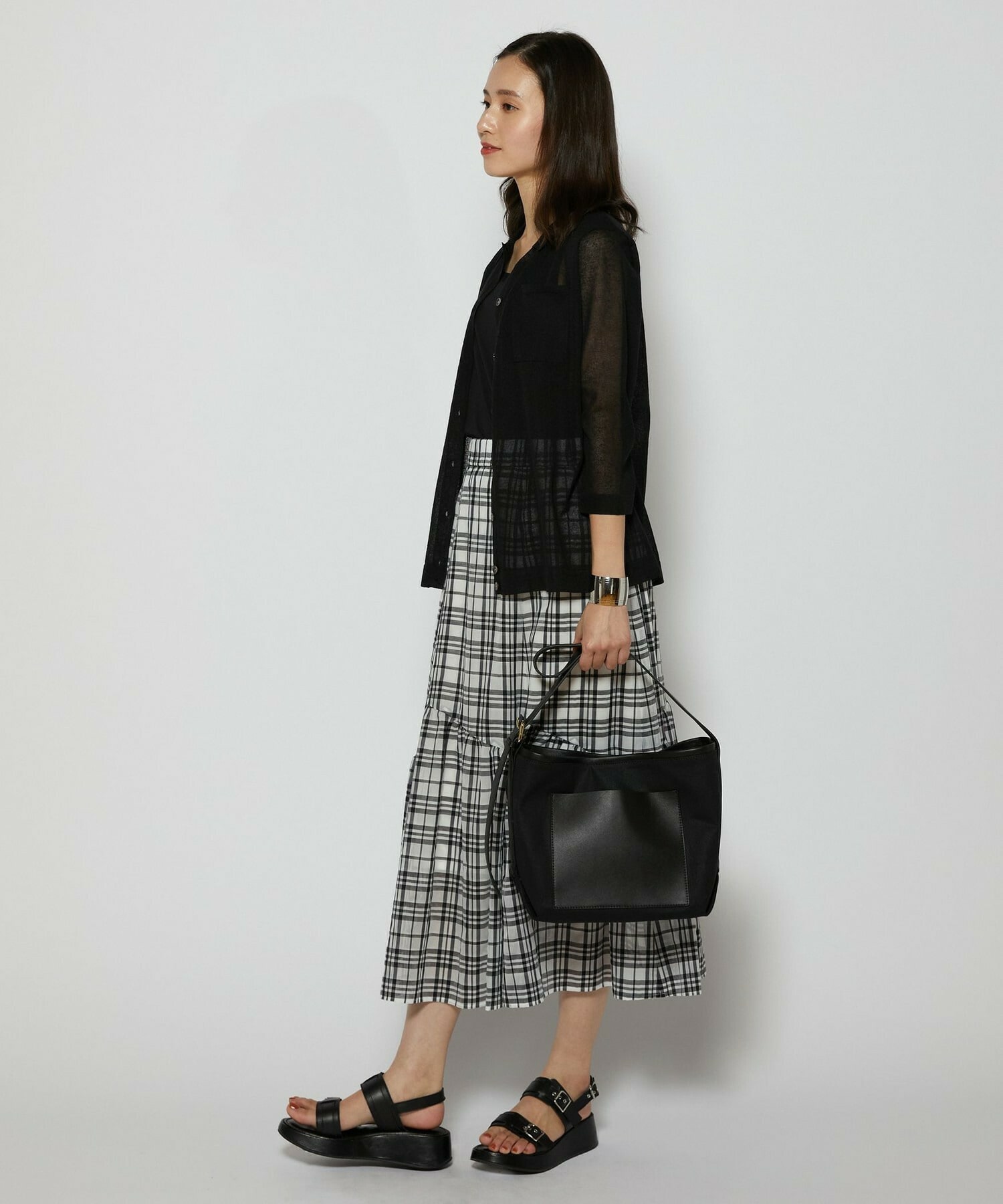 【L'EQUIPE】リネン混カーディガン 詳細画像 ブラック 12