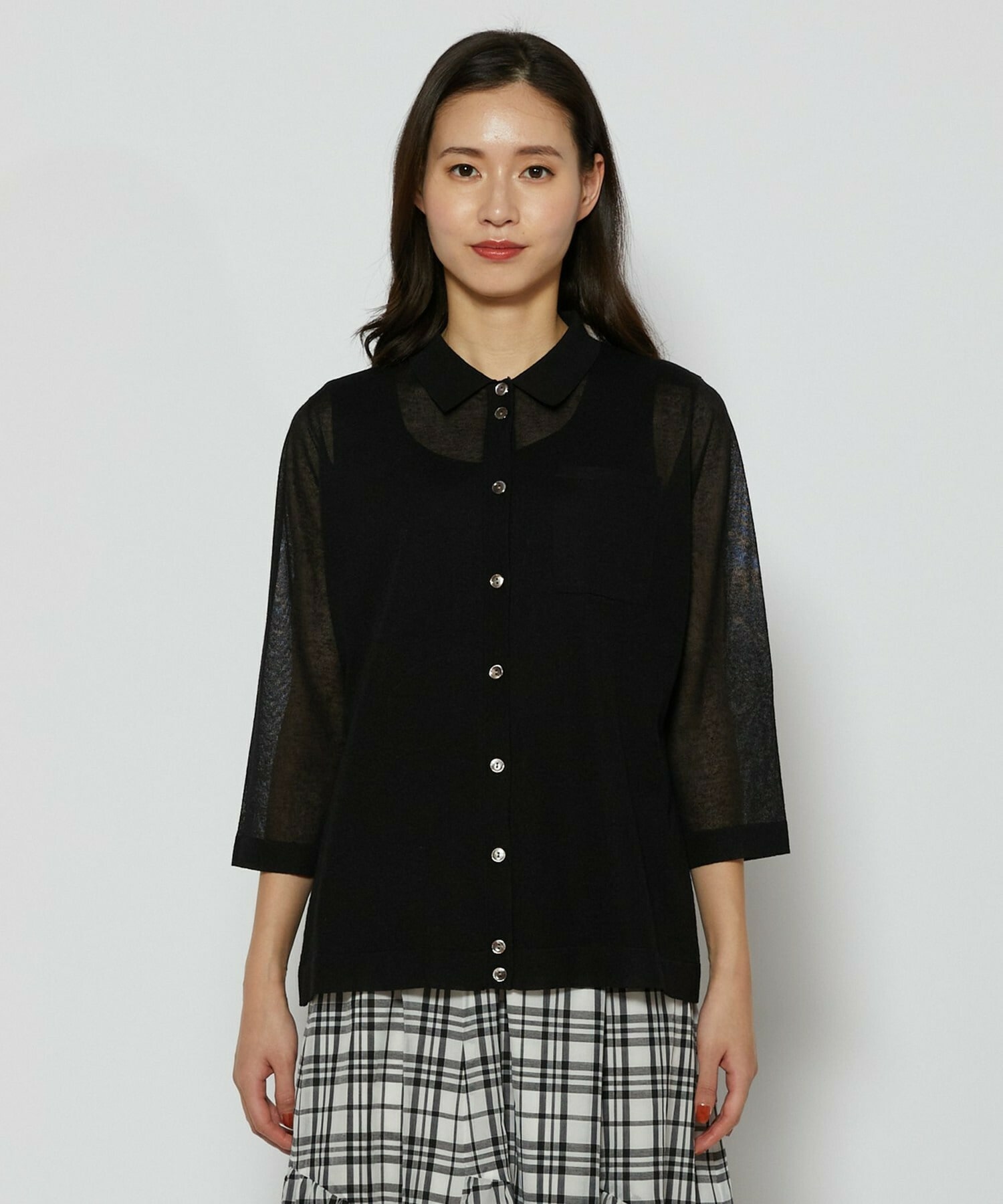 【L'EQUIPE】リネン混カーディガン 詳細画像 ブラック 13