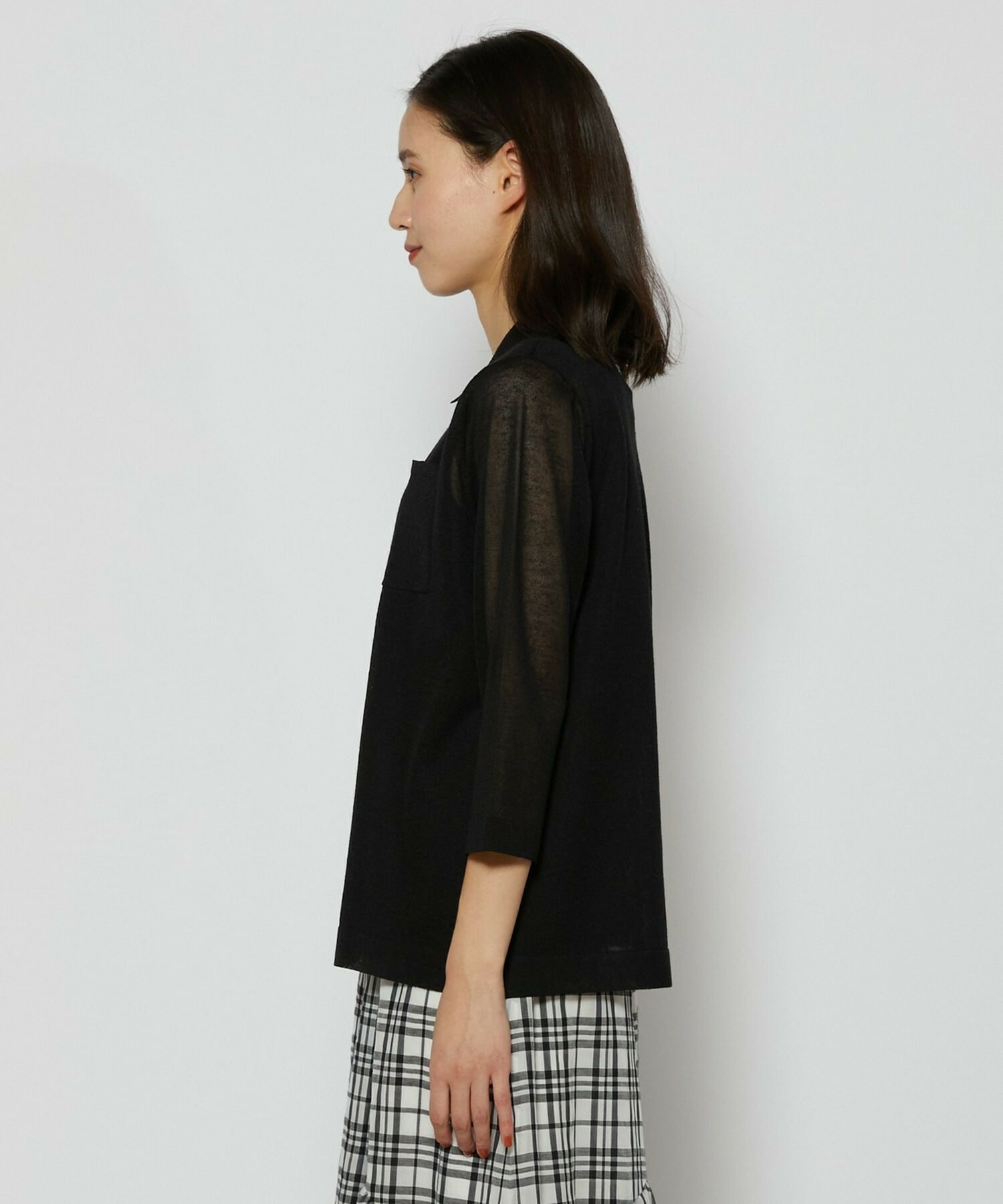 【L'EQUIPE】リネン混カーディガン 詳細画像 ブラック 14