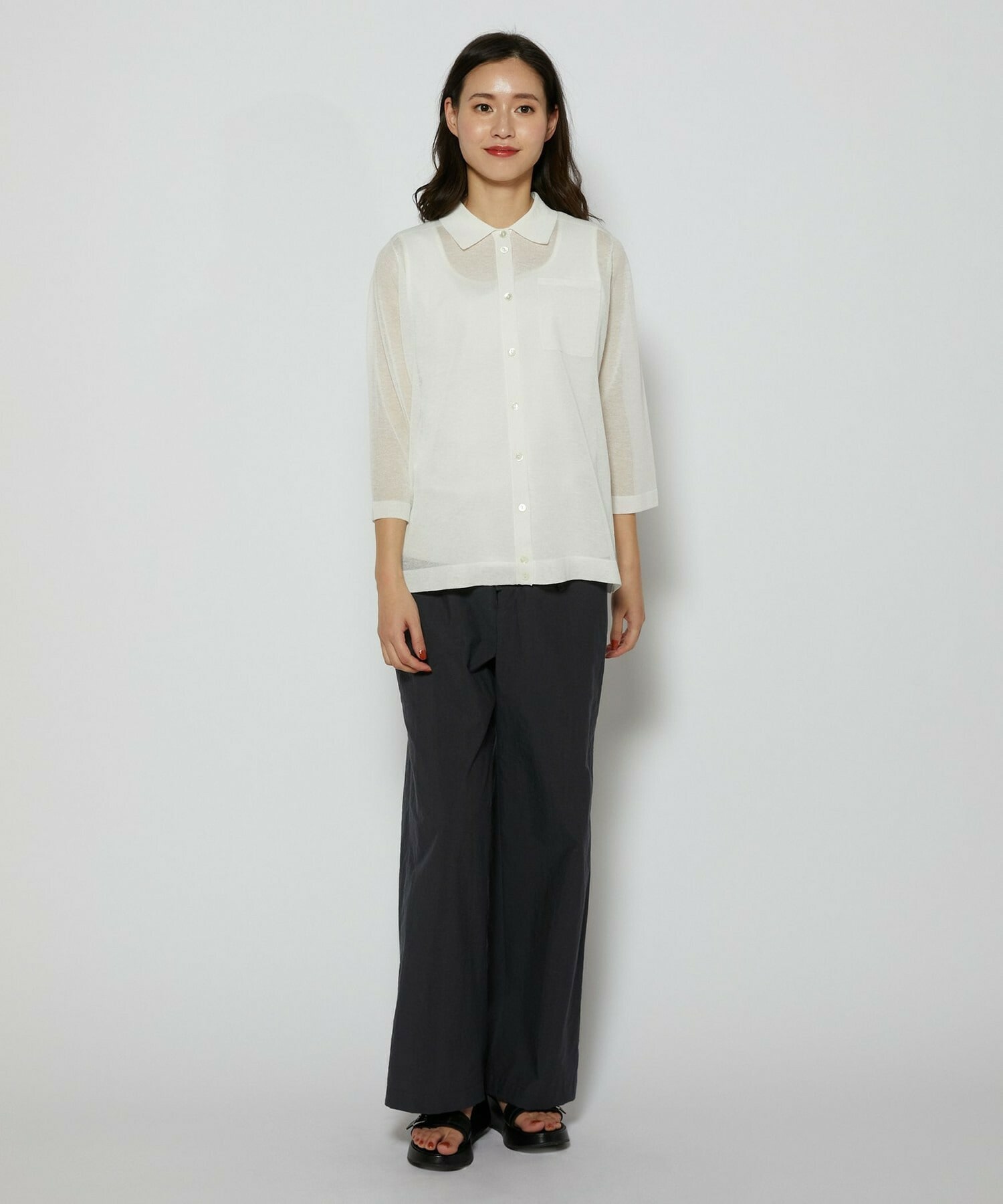 【L'EQUIPE】リネン混カーディガン 詳細画像 ブラック 2